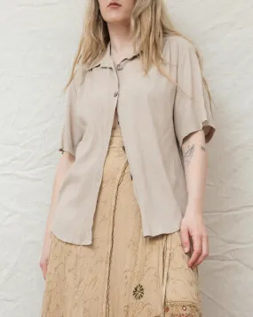 Vintage Beige Crinkle Shirt (S/M)