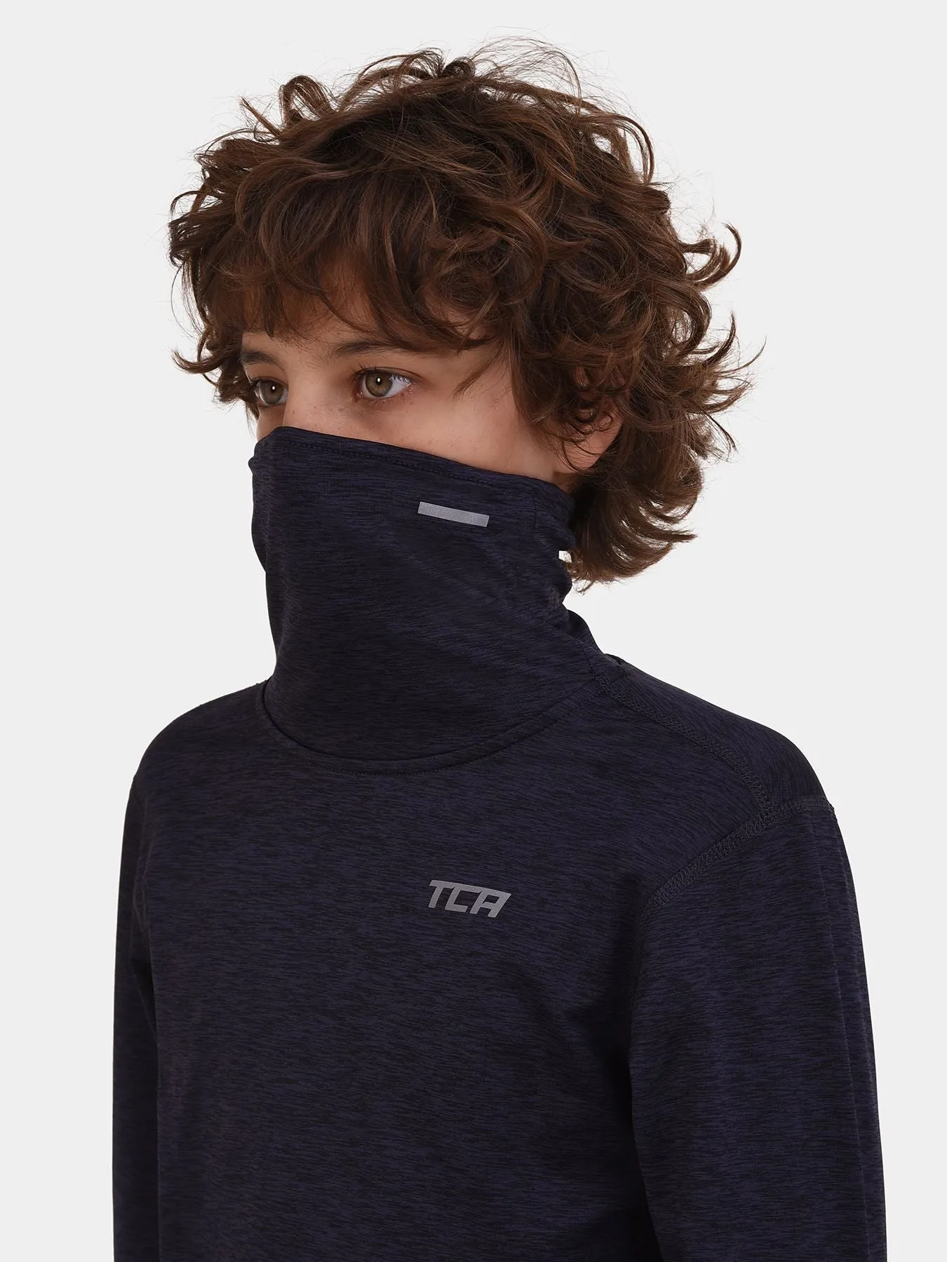 Warm-Up Long Sleeve Funnel Neck Top For Boys With Thumbholes & Reflective Strips